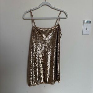 Gold Free People Sequin Mini Dress